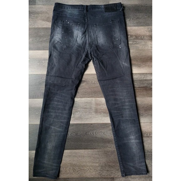 PRPS Mens Warlock Drop Skinny Fit Stretch‎ Distressed Repair Black Jeans Size 36 - Picture 3 of 13
